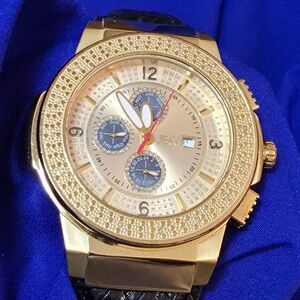 JBW 18 Diamonda Gold Tone Chrono Luxury Mens Watch 48mm JB-6101L